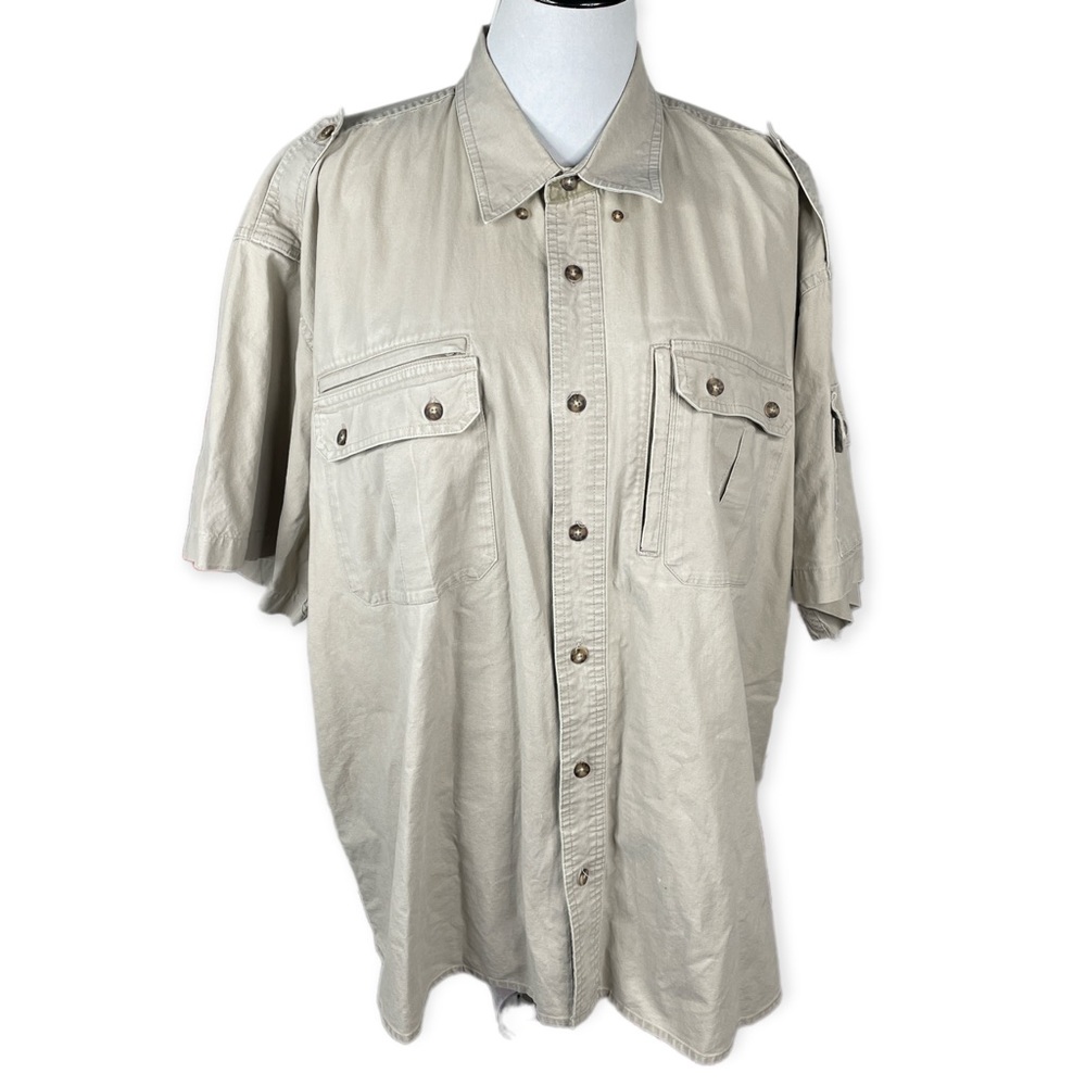 Cabela’s Safari Series Button Down Short Sleeve Shirt Tan Biege Size 2XL - Picture 8 of 8